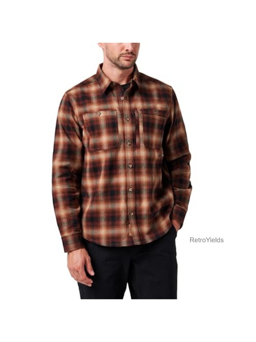 Men's Long Sleeve Plaid Flannel Shirt Moisture Wicking Quick Dry Work Shirt